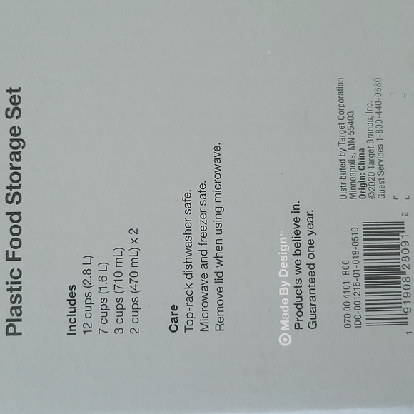 COPY - 10 piece plastic food storage set - Picture 2 of 2